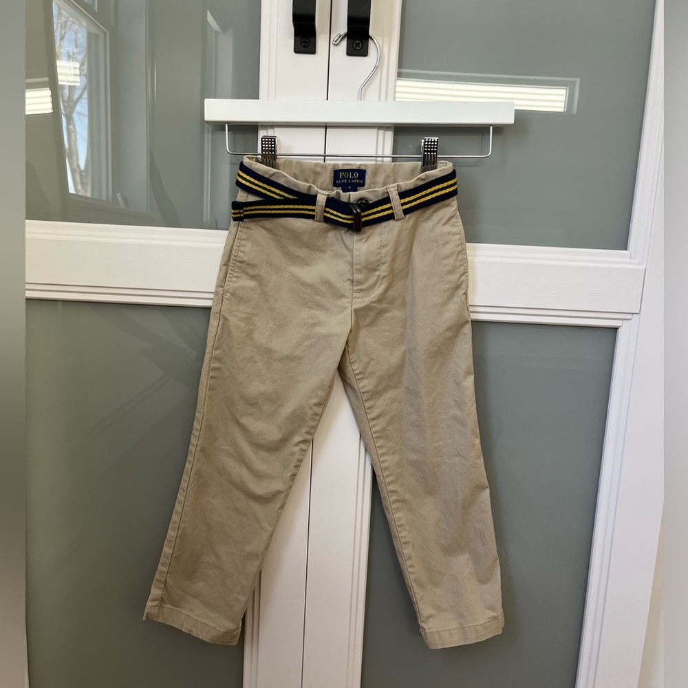 Polo by Ralph Lauren Kid’s Khaki Chinos with Striped Belt